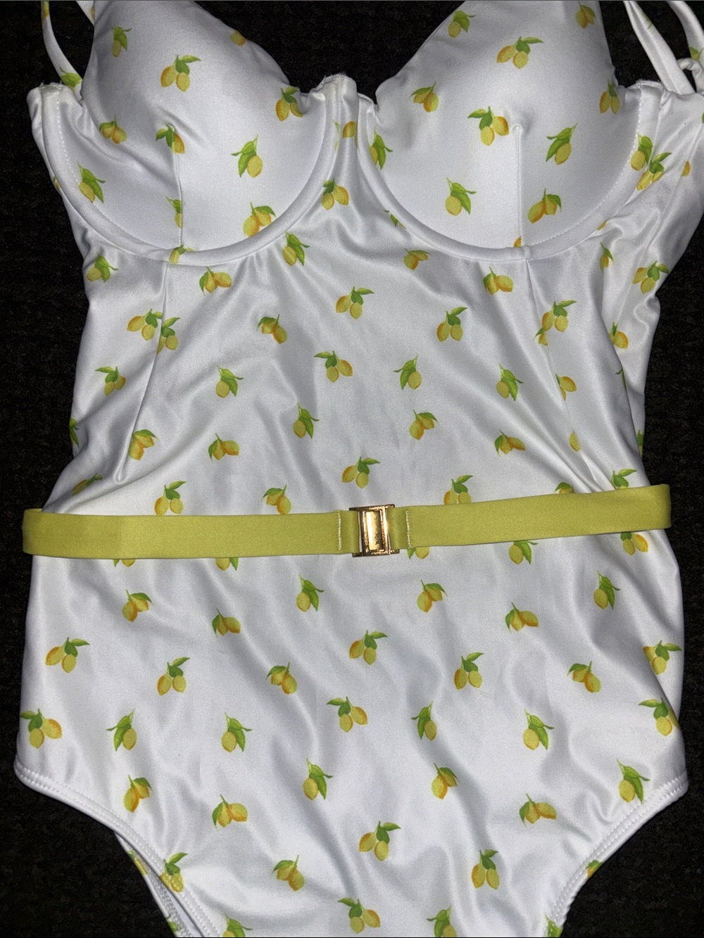 Women’s Kenny Flowers One-Piece lemon print swimsuit with removable belt